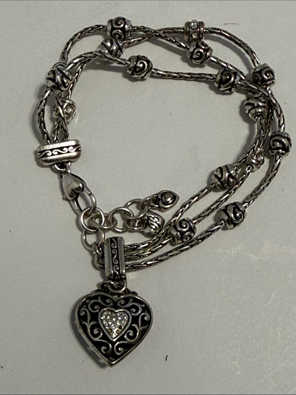 BRIGHTON RENO Sterling-Style Silver Heart Pendant Necklace with Filigree Accent